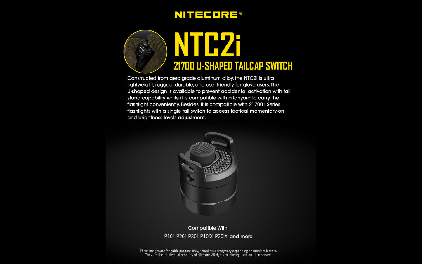 NITECORE NTC2i Tail Cap Tailcap for i Series Flashlights P10i P10iX P20i P20iX P23i