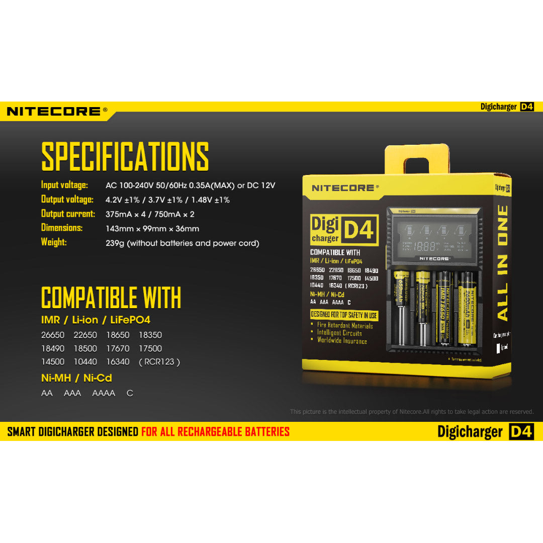 Nitecore D4 Digital 4-slot Universal Battery Charger
