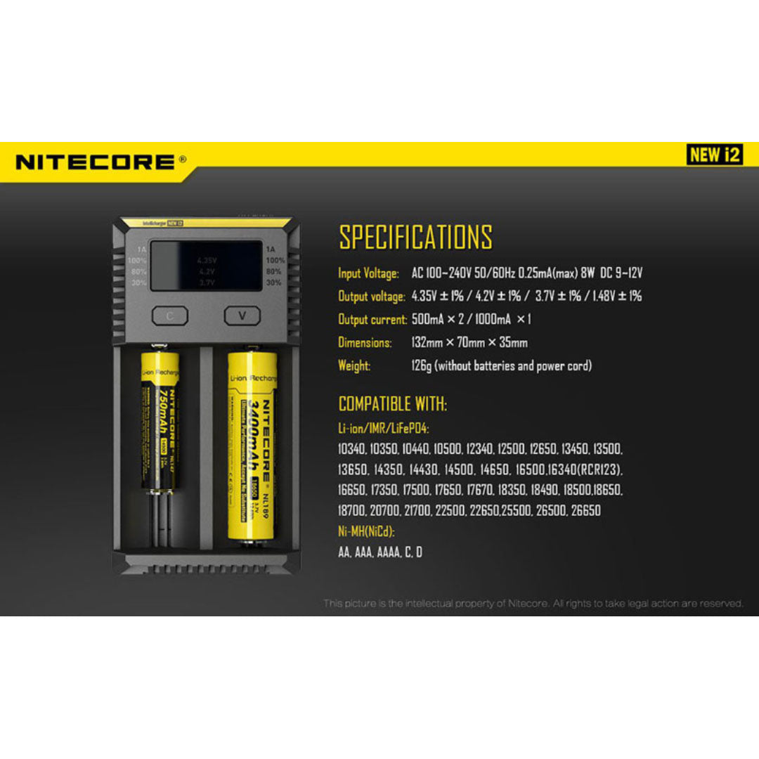 Nitecore I2 Intellicharger 2-Slot Universal Battery Charger