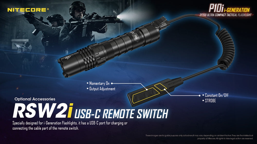 Nitecore RSW2i Remote Pressure Switch for P10iX, P20iX, P10i, P20i, P30i, P23i, SRT6i, and SRT7i