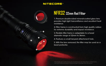 Nitecore 32mm Red Flashlight Filter for P20iX