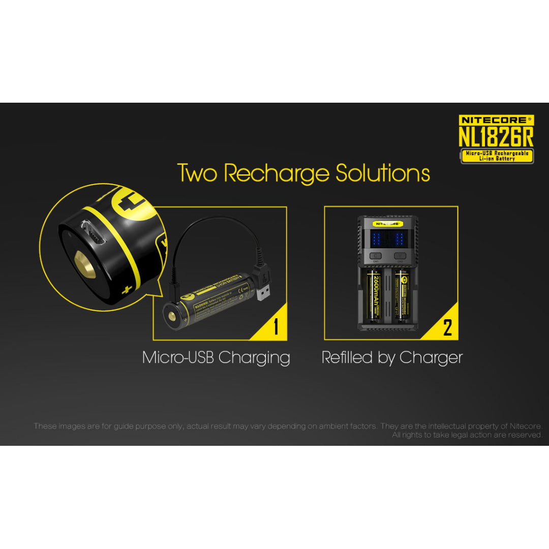 Nitecore NL1826R 2600mAh USB Rechargeable 18650 Li-ion Battery