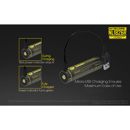 Nitecore NL1826R 2600mAh USB Rechargeable 18650 Li-ion Battery