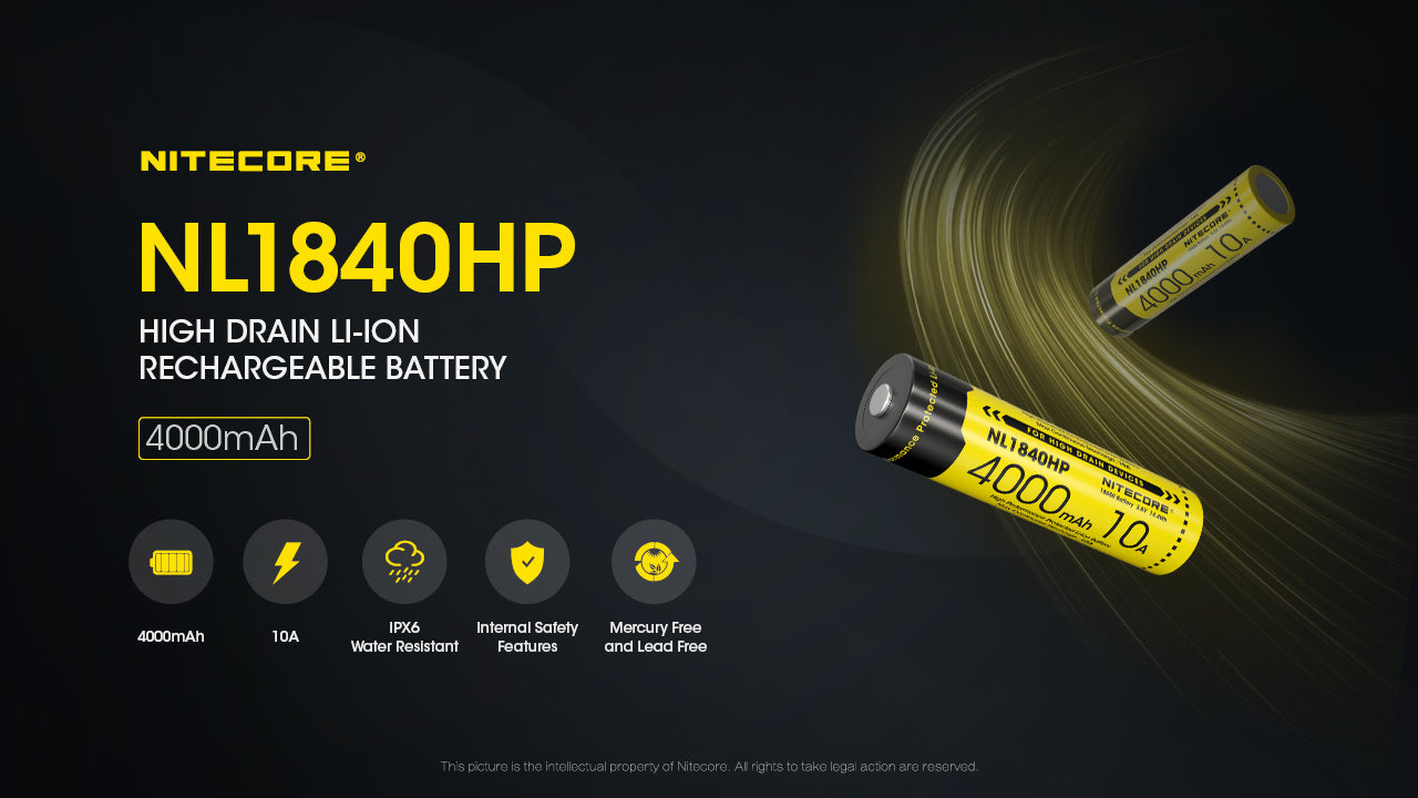 Nitecore NL1840HP 4000mAh Rechargeable 18650 Battery