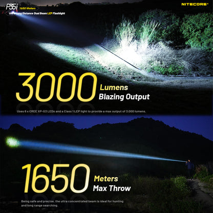 Nitecore P35i 3000 Lumen 1804 Yard Rechargeable LEP Flashlight