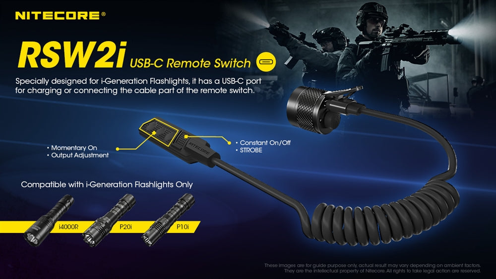 Nitecore RSW2i Remote Pressure Switch for P10iX, P20iX, P10i, P20i, P30i, P23i, SRT6i, and SRT7i