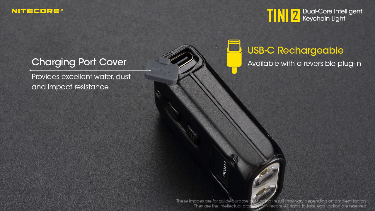 Nitecore TINI 2 500 Lumen Rechargeable Keychain Flashlight (Gray)