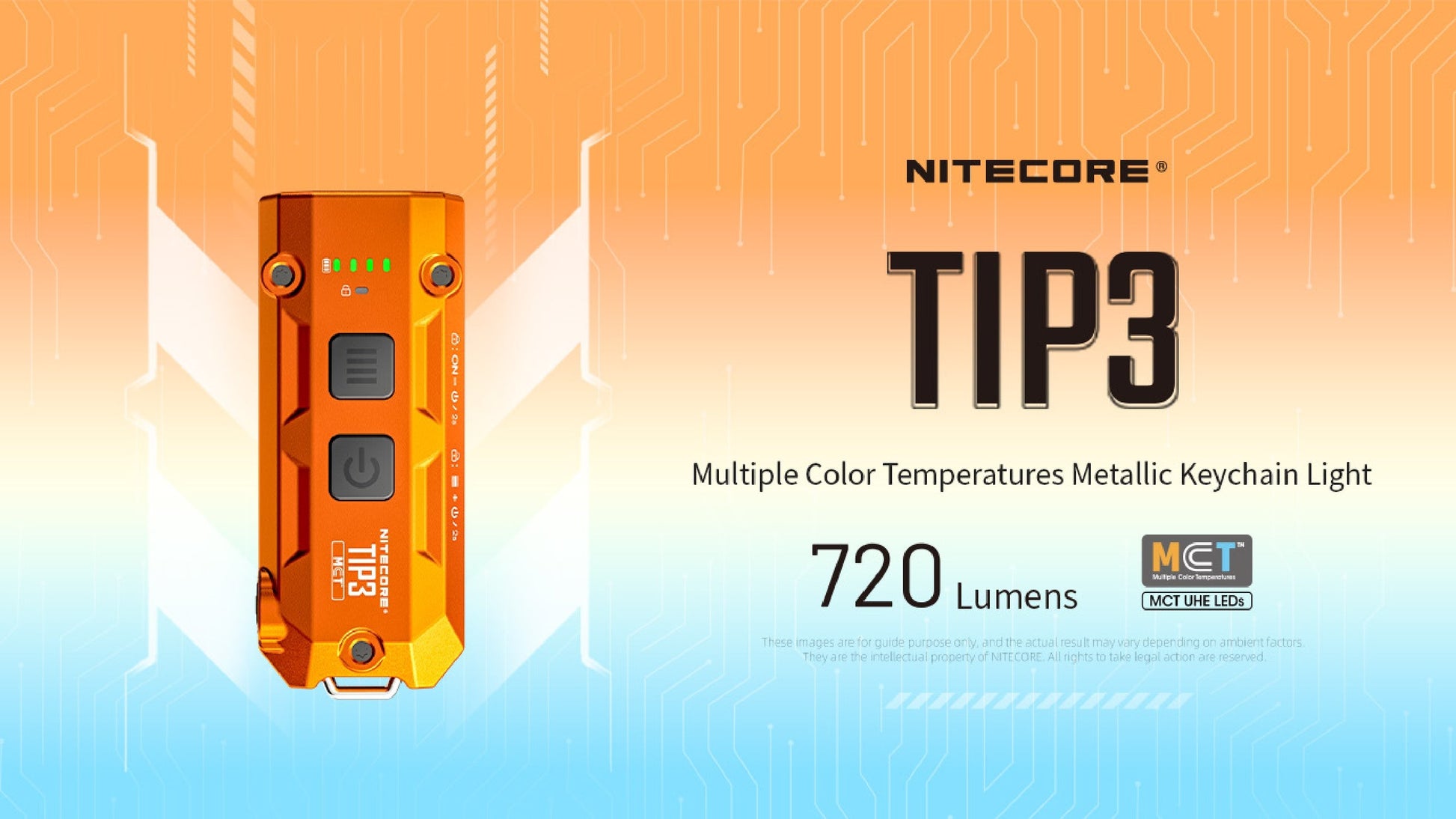 Nitecore TIP3 (TIP 3) 720 Lumen Rechargeable Keychain Flashlight