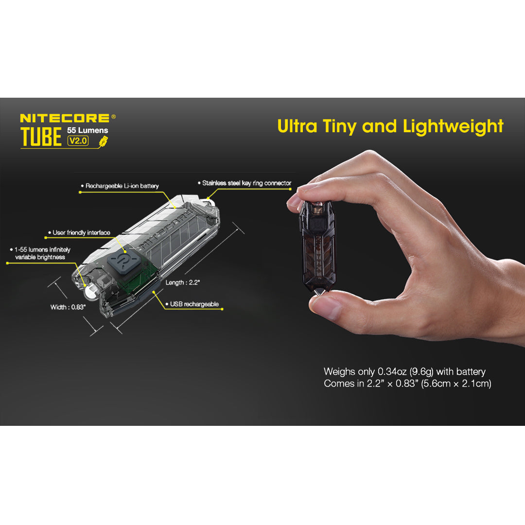 Nitecore TUBE v2.0 55 Lumen USB Rechargeable Keychain Flashlight (Azure)