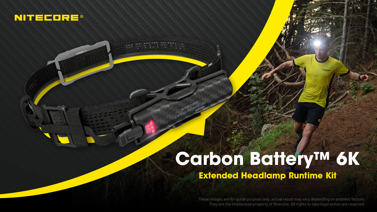 Nitecore Carbon Battery 6K Extended Headlamp Runtime Kit for NU43, NU45, NU53 and HC60 UHE, HC65 UHE, HC70 UHE, and HC75 UHE Headlamps