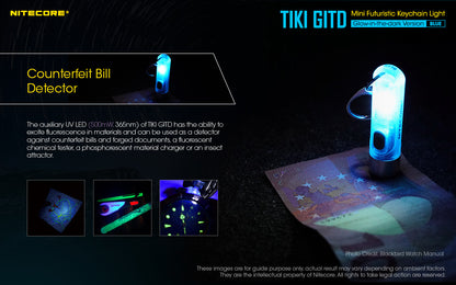 Nitecore TIKI GITD Blue 300 Lumen Rechargeable Keychain Flashlight