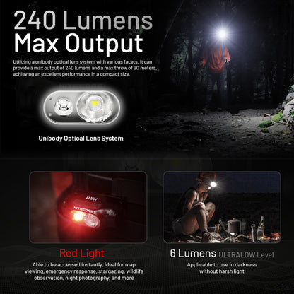 Nitecore HA11 240 Lumen Lightweight Headlamp - Use 1xAA