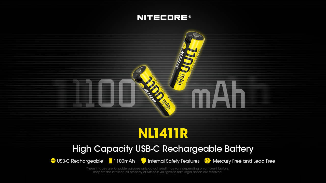 Nitecore NL1411R 1100mAh USB-C Rechargeable Battery