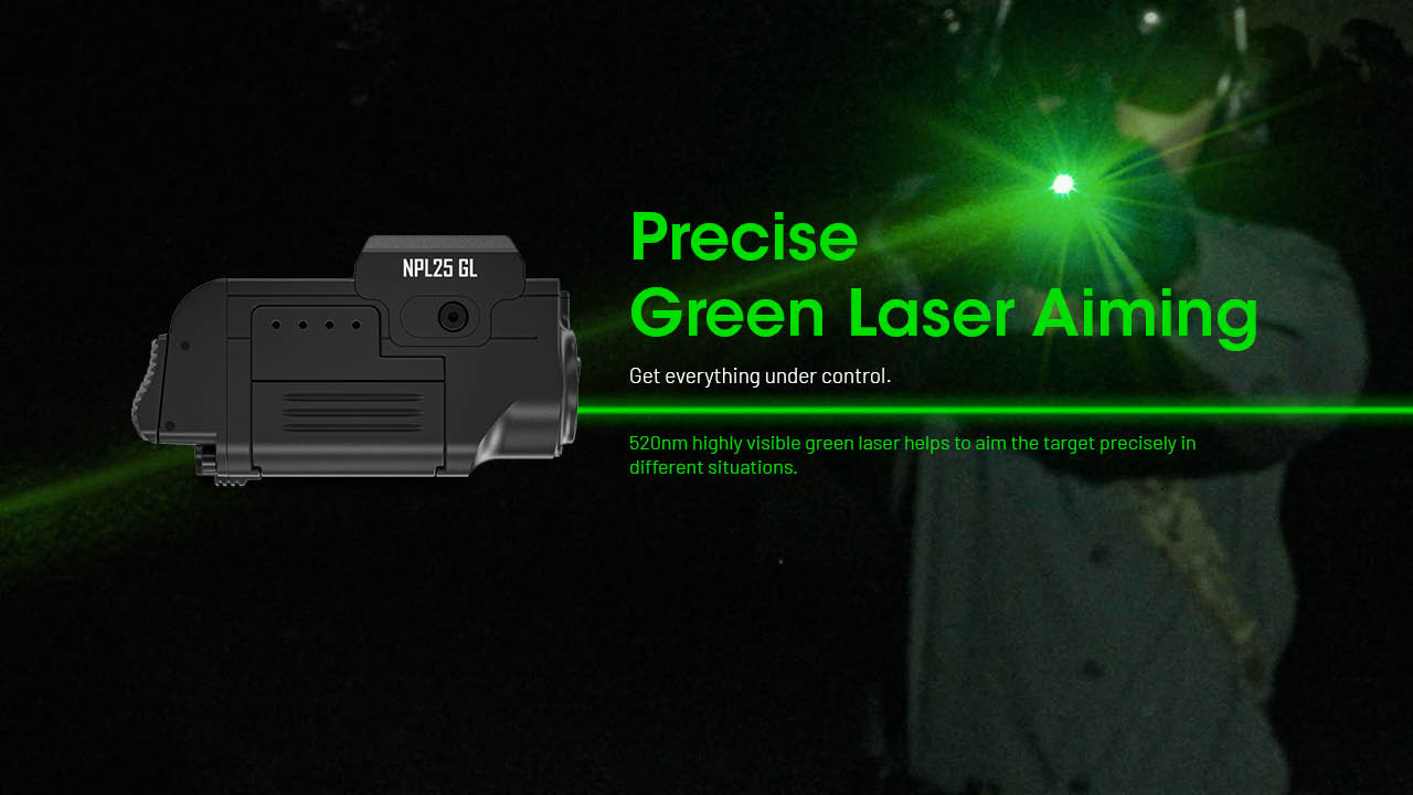 Nitecore NPL25 GL 900 Lumen Rechargeable Mounted Flashlight with Green Laser Sight