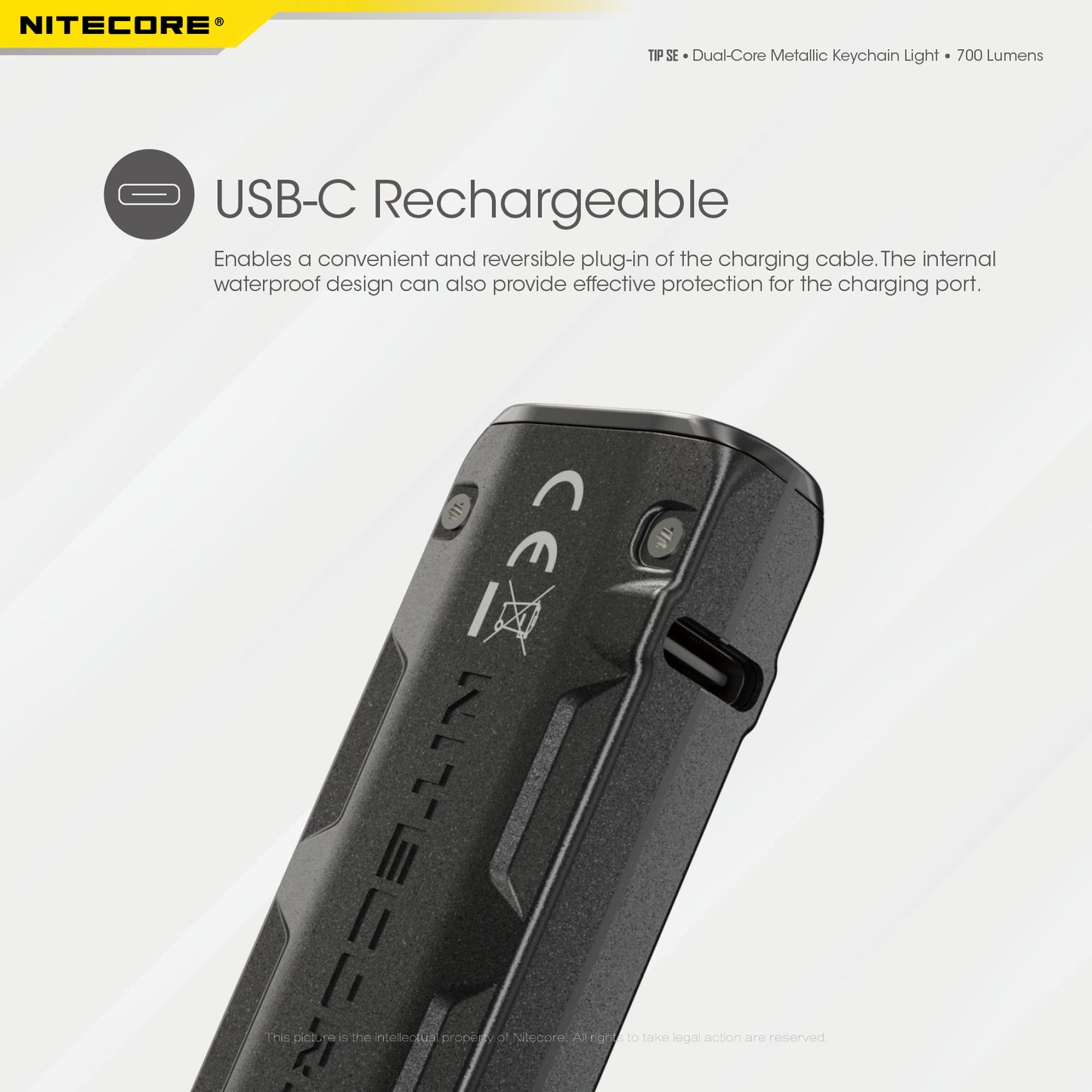 Nitecore Tip SE 700 Lumen Rechargeable Keychain EDC Flashlight, Black