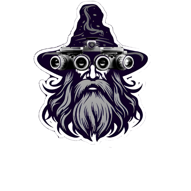 The Gear Wizard — a wizard wearing quad-tube night vision goggles